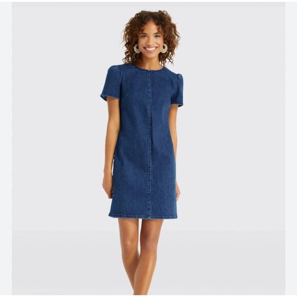 Draper James · Size 0 · Shift Dress · Denim · Above Knee · Blue Wash New - Picture 1 of 8